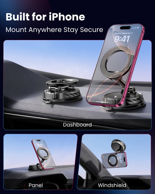 Magnetic Car Phone Mount, 360° Rotation Holder for iPhone 12-17