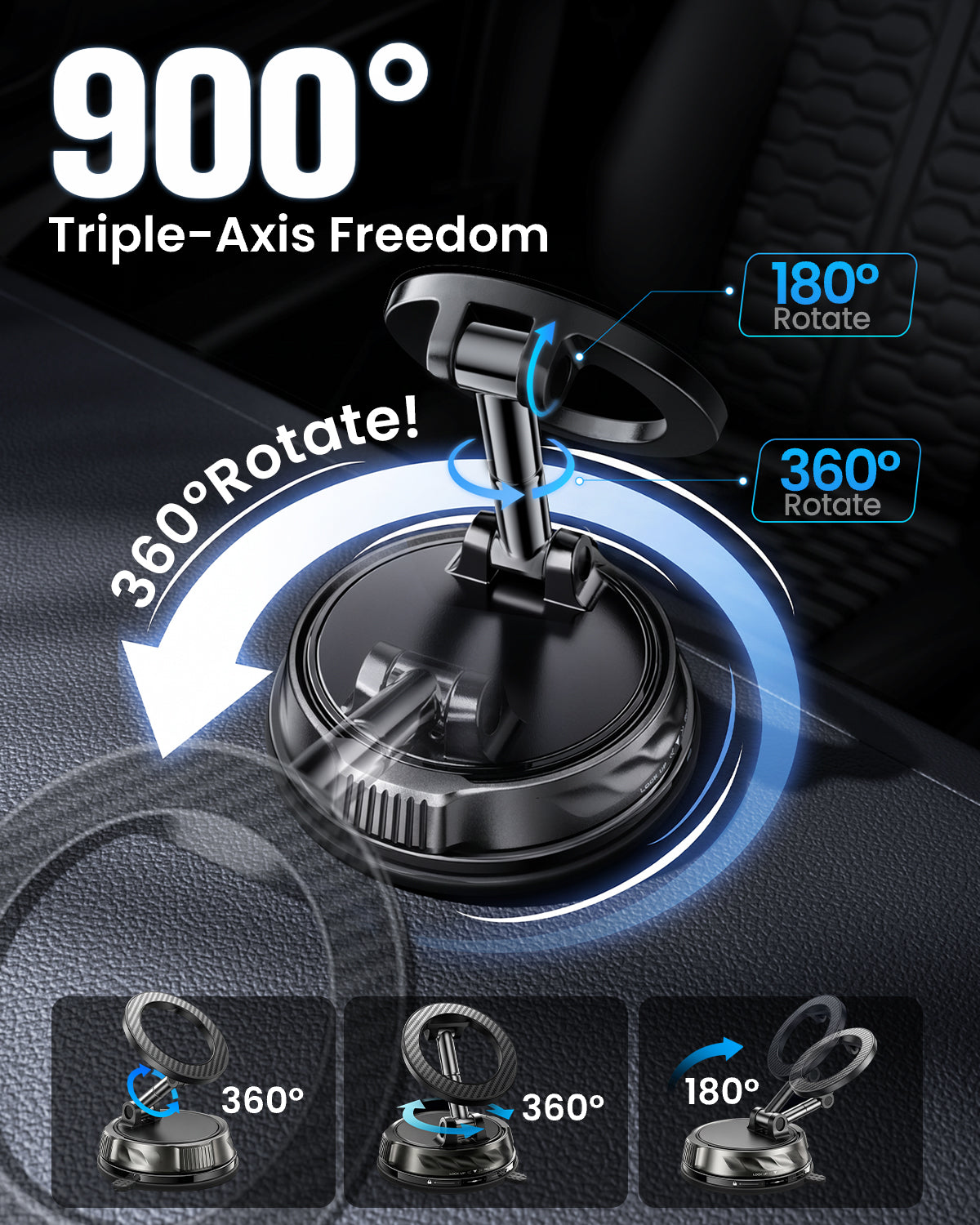 Magnetic Car Phone Mount, 360° Rotation Holder for iPhone 12-17